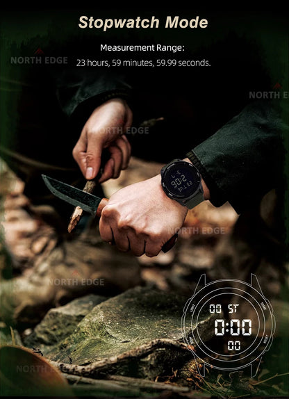 NORTH EDGE 2026 TERRAX Men's Digital Watches Outdoor Sports Swimming Waterproof 50M Stopwatch Countdown Electronic Watch For Men