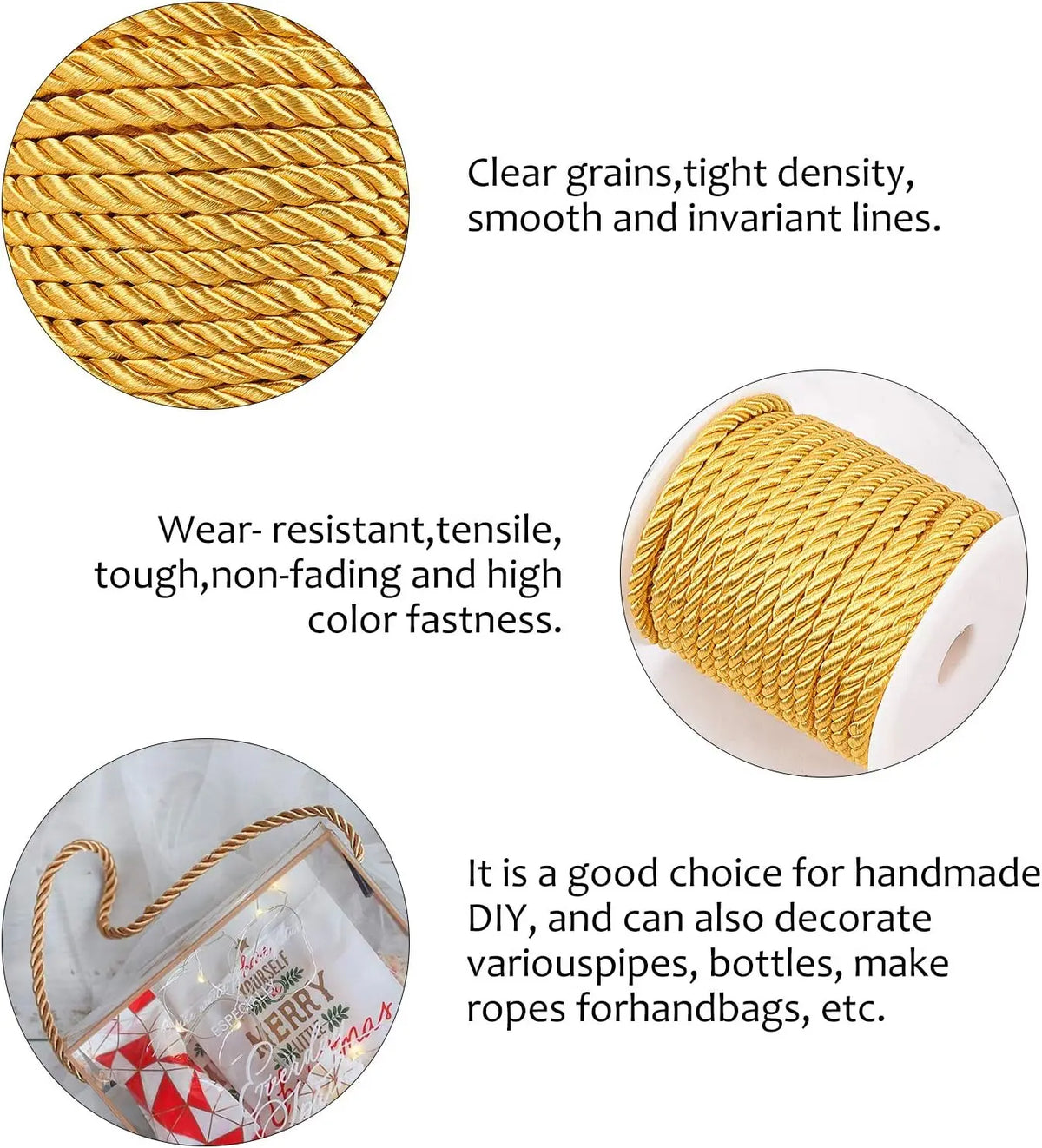 5MM Twisted Cord Rope Trim Craft Decorative Polyester Rope Handmade Cording for Sewing Crafts Upholstery Home Decor 5m