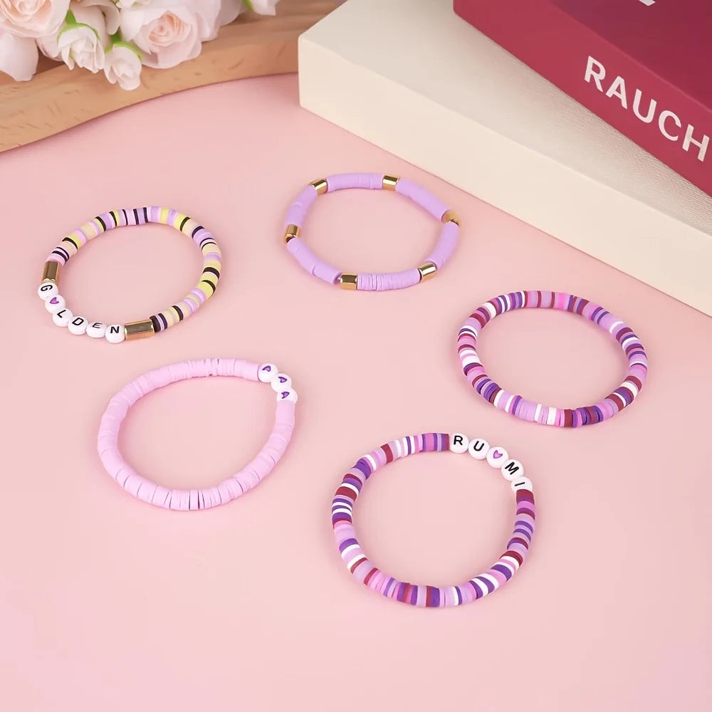 6pcs Korean Pop K-Pop Bracelet Set Multicolor Kpop Group Lettering Jewelry Durable Fan Accessory Concert Cosplay Birthday Gift