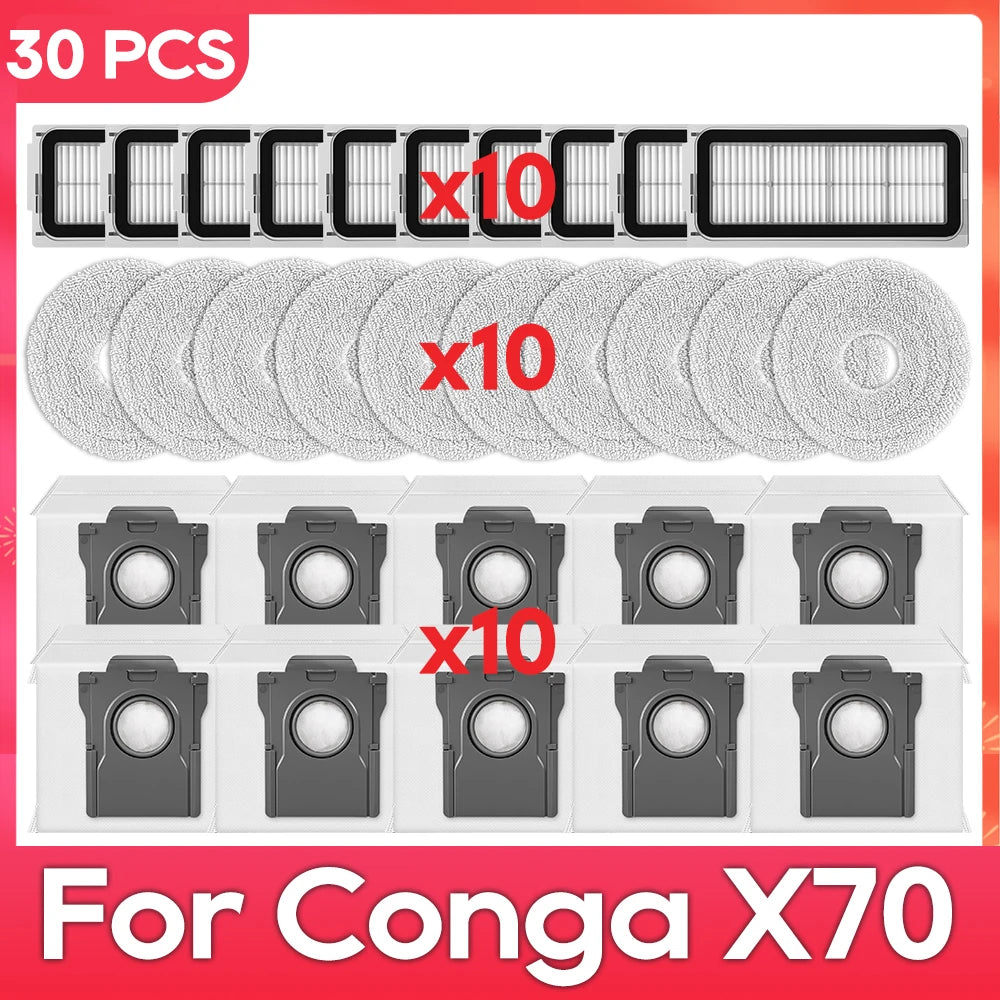 Fit For ( Conga X70 / Deerma X80 ) Replacement Parts Accessories Main Side Brush HEPA Filter Mop Pad Dust Bag