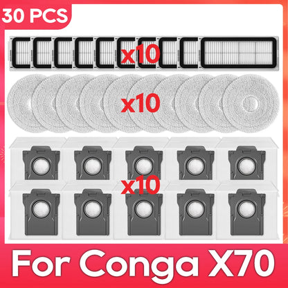 Fit For ( Conga X70 / Deerma X80 ) Replacement Parts Accessories Main Side Brush HEPA Filter Mop Pad Dust Bag