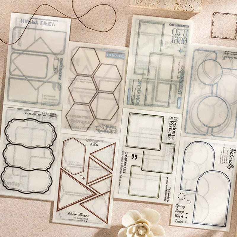 Mr. Paper 18pcs/bag Basic Border Theme Dual-Material Die-Cut Stickers Handbook Materials DIY Scrapbook Journal Frame Photo Album