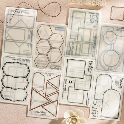 Mr. Paper 18pcs/bag Basic Border Theme Dual-Material Die-Cut Stickers Handbook Materials DIY Scrapbook Journal Frame Photo Album