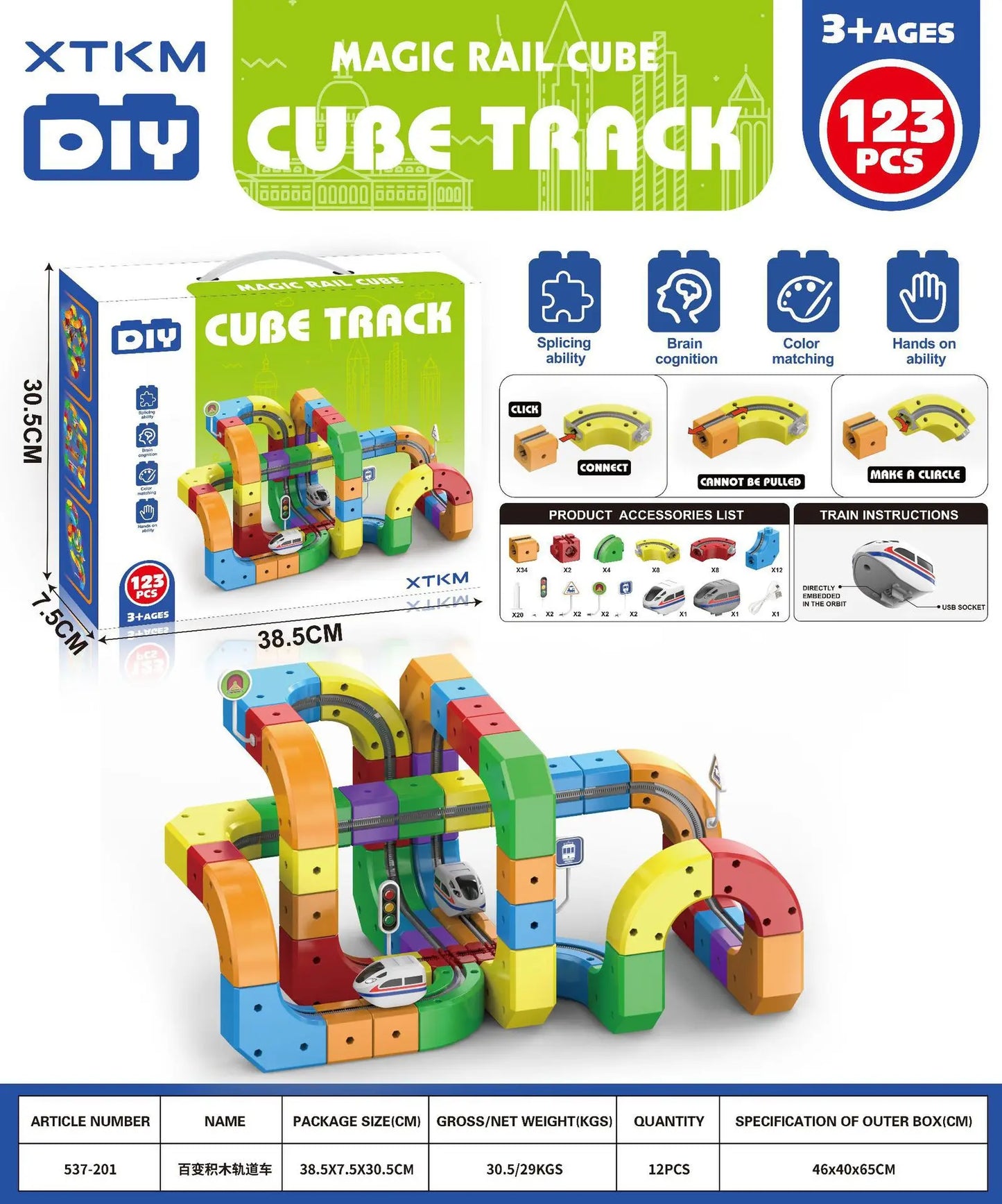 Electric Magnetic Track Set STEM Building Toy with Anti-Gravity Vehicles 100+ Pieces DIY Railway Model Creative Gift for Kids