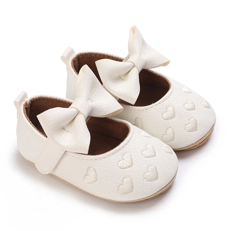 Cute Lace Baby Princess Shoes for Spring And Autumn 0-18M Infant Girls Anti-Slip Rubber Sole Bow Detail Anti-Slip Footwear