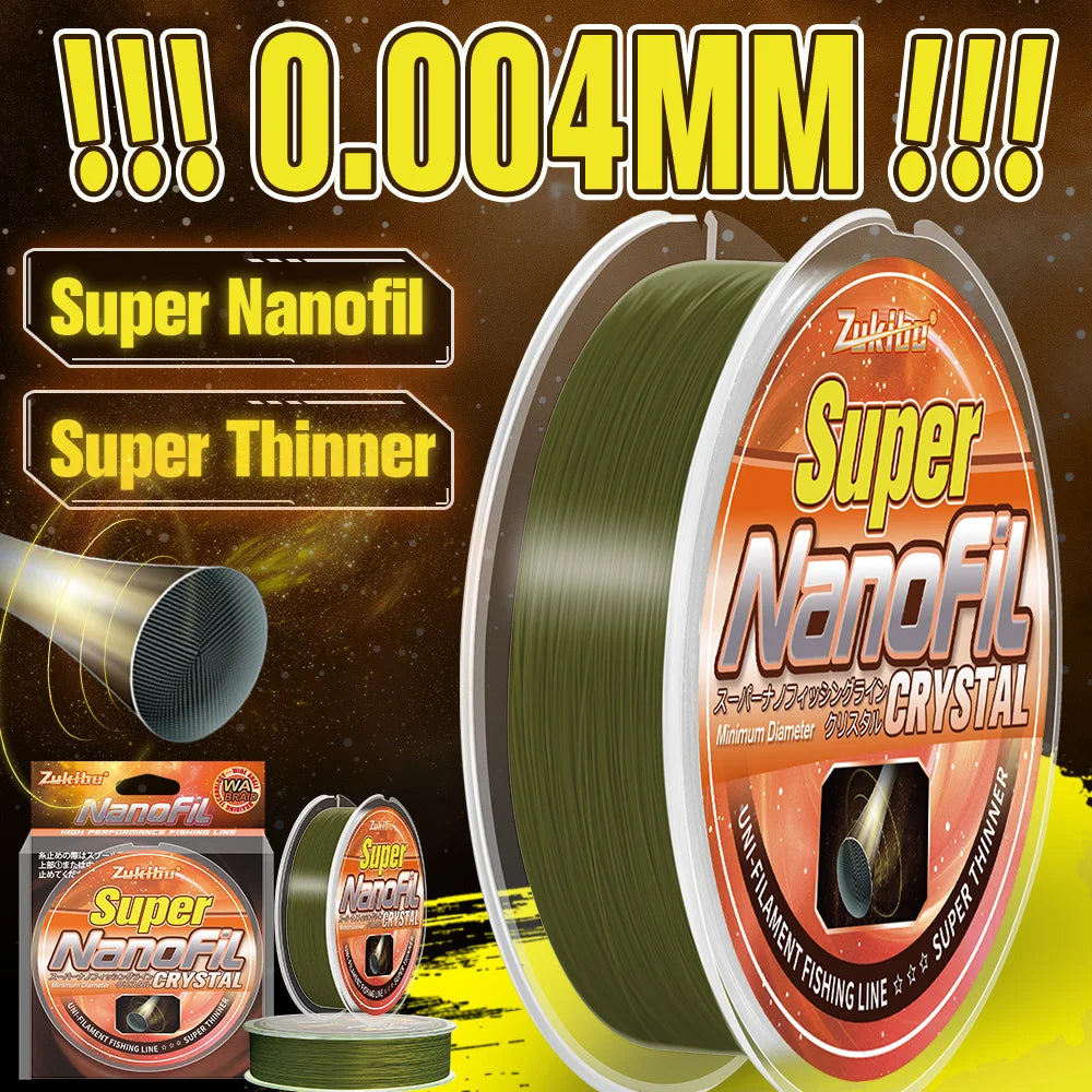 ZUKIBO Nanofil Crystal Unifilament Fishing Line Green Smooth Thin  Line Abrasion Resistant Zero Memory for Spinning Reels