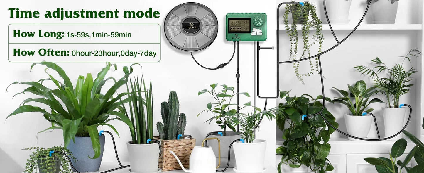 Solar Irrigation Equipment Greenhouse Irrigation Drip Irrigation Kit with 15M Hose for Potted Plants with Automatic Timer