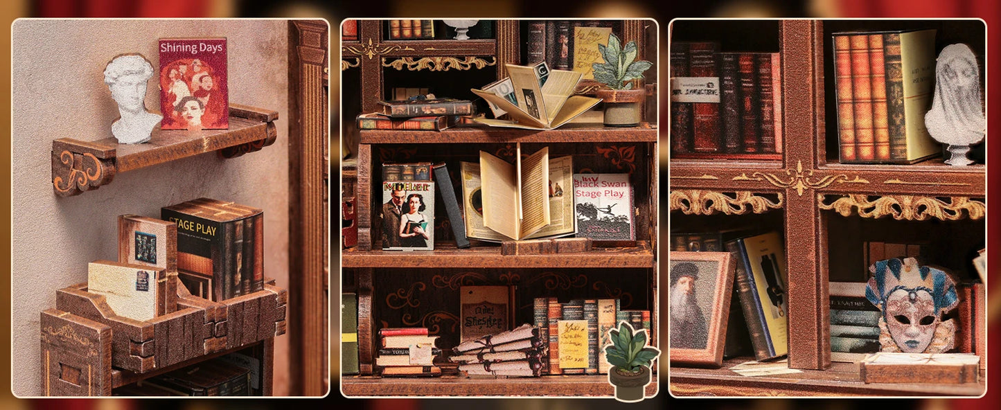 CUTEBEE Book Nook DIY Building Kit with Laser-Cut Precision Pieces 3D Wooden Puzzle  Collectible Desk Home Decor for Gift Idea