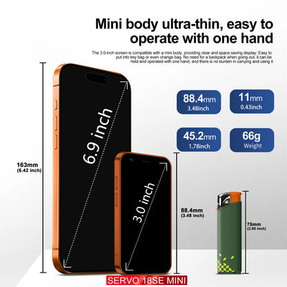 SERVO 18SE MINI Android Mini Smartphone 3G WCDMA 2GB RAM 16GB ROM Wi-Fi Hotspot GPS 3.0" Touch Small Smart Phones 2 SIM Standby