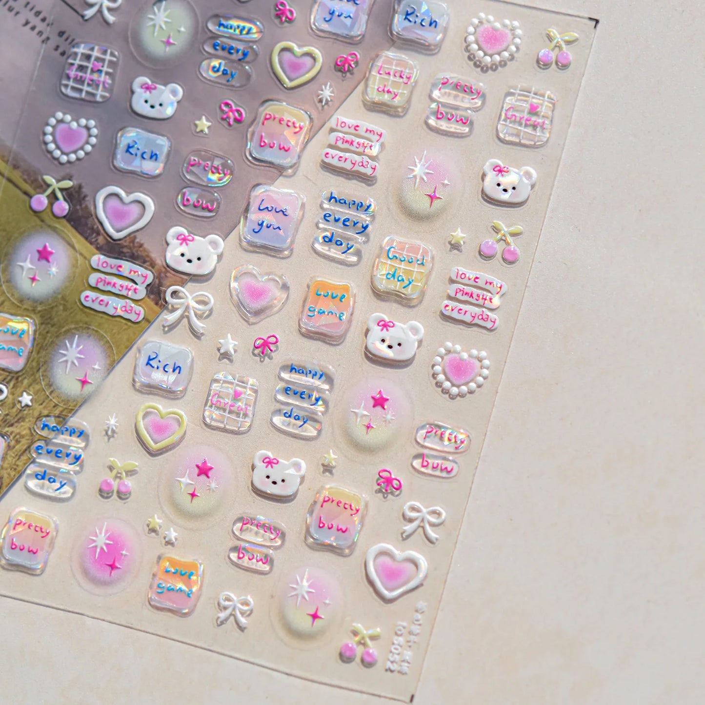 Colorful Water Bubble 5D Nail Art Stickers Goldfish Koi carp Dreamy Polarized Dreamlike Self Adhesive Delicate Manicure Decals