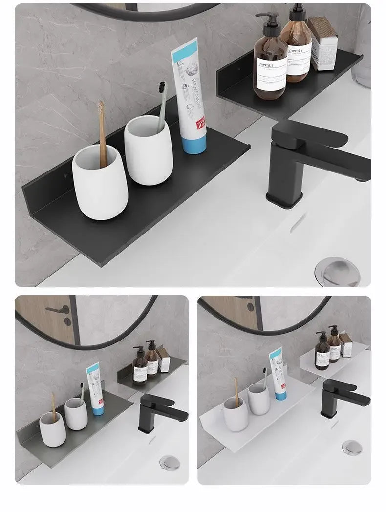 Toilet No Drilling Shelving Wall Mounted Shelf Space Aluminum Vanity Mirror Front Storage Shelves Organizer Bathroom Accessories