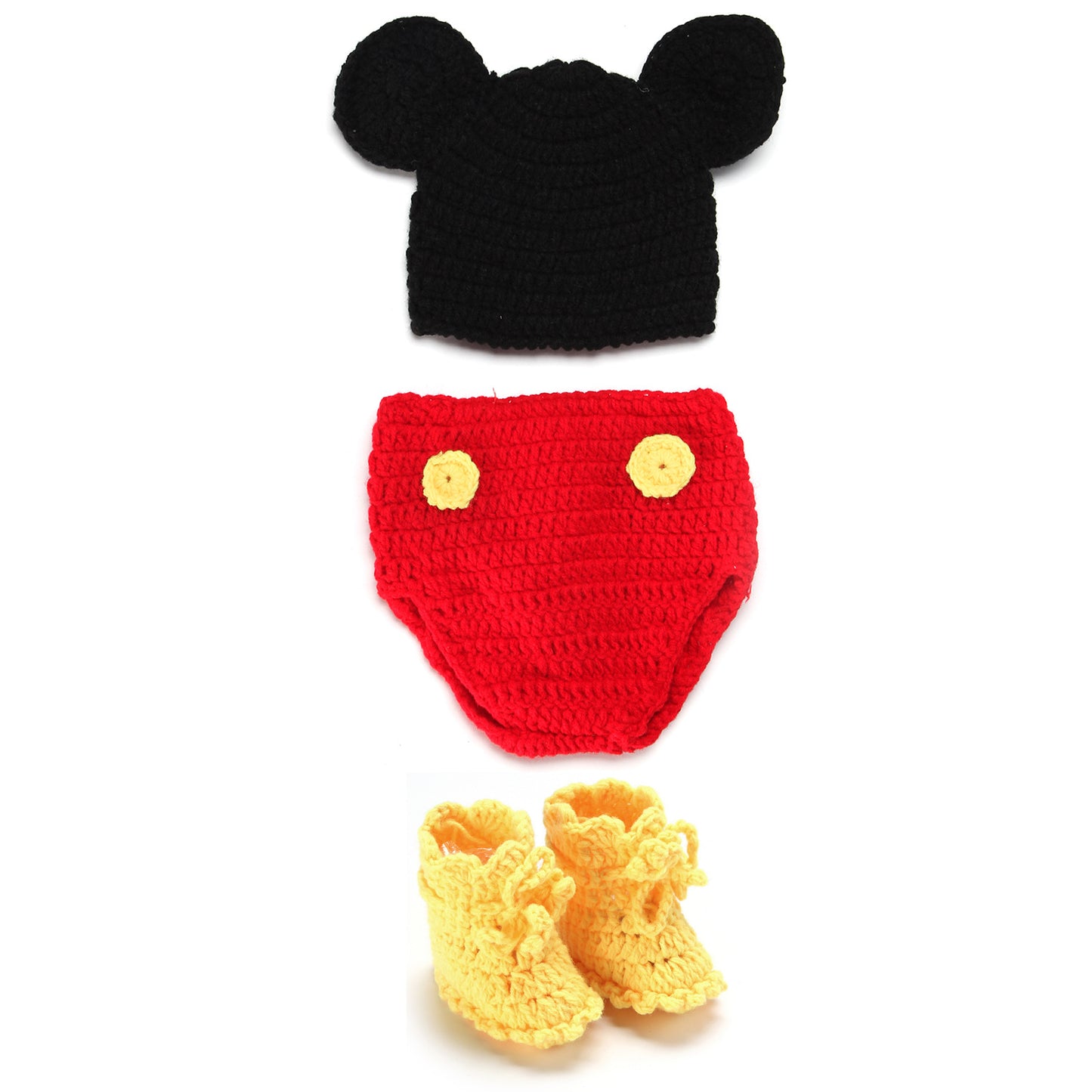 3PCS/set Animal Baby Crochet Newborn Photography Props Handmade Knit Mickey Costume Outfit Baby Chrismas Halloween Gift
