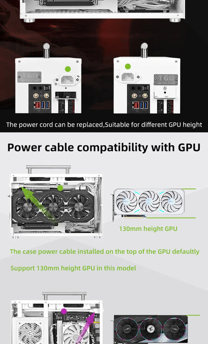 METALFISH T60 Mini ITX Black Case 9L Gaming Computer Chassis Compact transparent PC Support SFX PSU/300mm GPU