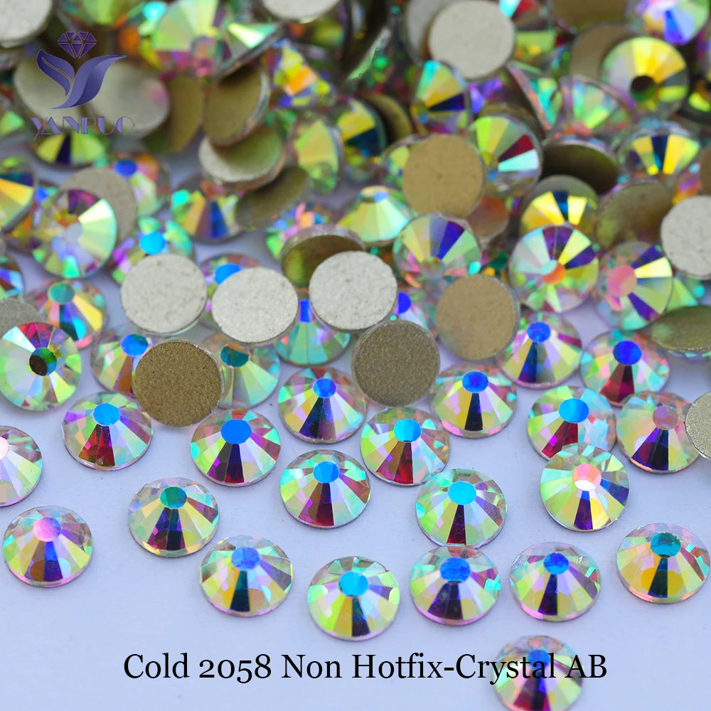 YANRUO 2058NoHF All Color SS16-SS30 Non Hot Fix Sewing Rhinestones Glass Crystal 3D Nail Art Rhinestones For Dress Clothes