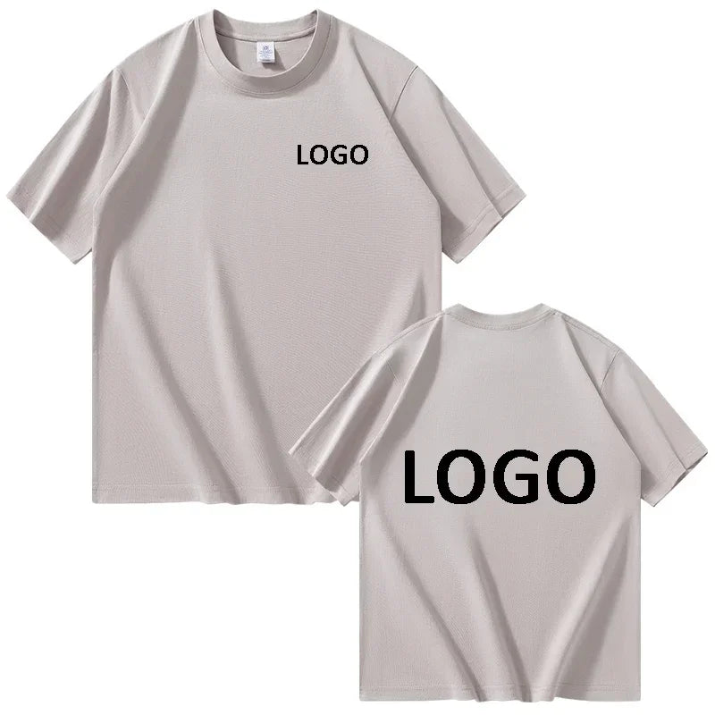 European Size 100% Pure Cotton Custom Men's T-Shirt Front and Back Logo Text Photos, Summer Breathable Short Sleeved Top2025