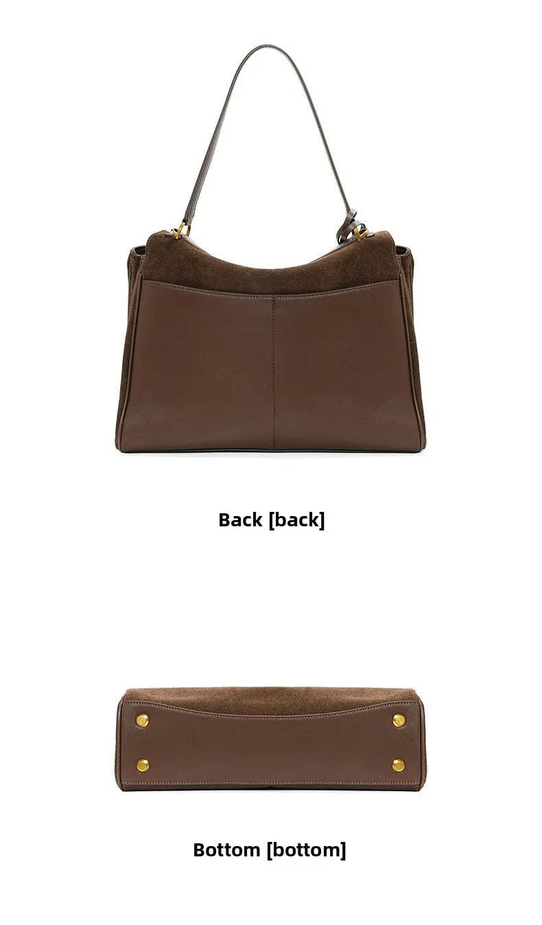 Large Capacity Autumn Winter Suede Leather Tote Bag Frosted Cowhide High-Grade Shoulder Bag for Women