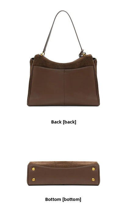 Large Capacity Autumn Winter Suede Leather Tote Bag Frosted Cowhide High-Grade Shoulder Bag for Women