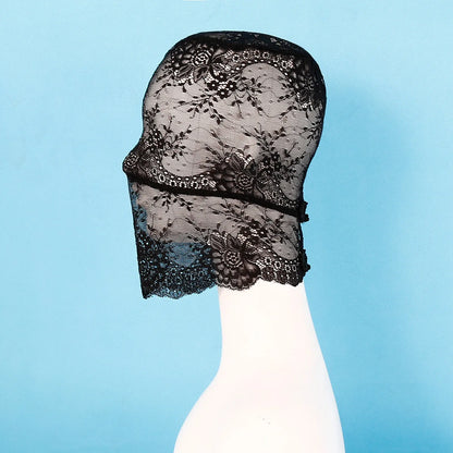 TleMeny Black Transparent Lace Bondage Fetish Mask Hood For Men Women Gay Adult Bdsm Role Play Games Sex Fun Party Play Costumes