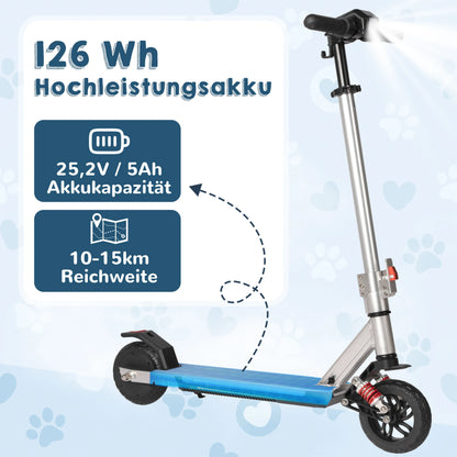 Sinaopus 6.5'' Electric Scooter for Kids 150W Motor, 126Wh Battery, 3-Height Adjustable Handlebar, Front Suspension, Foldable E-Scooter