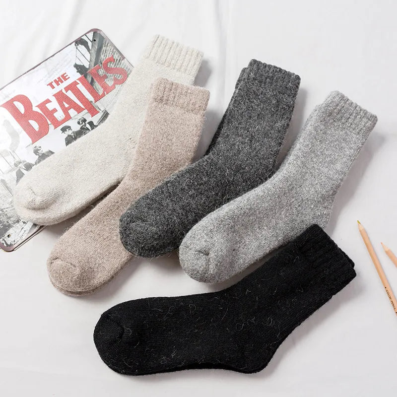 Men Thick Solid Color Socks Merino Wool Warm Winter Snow Thermal Socks Calceta Hombre Skarpety Meskie
