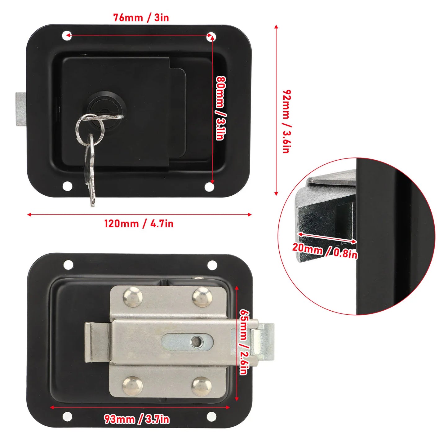 RV Toolbox Flush  Rugged Stylish  Reliable Trailer Paddle Door  Black  High Hardness for Campers