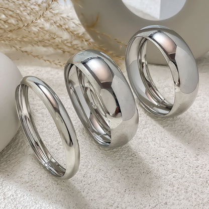 KunJoe 3Pcs/Set Fashion Design Smooth Round Big Bangles for Women Punk Heavy Metal 6.5cm Wide Bracelets Gold Color Hand Jewelry
