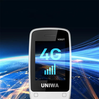 UNIWA V202T 4G Feature Flip Phone Fashion Dual Screen Big Push-Button  Flip Mobile Phone for Elderly 1450mAh SOS Function Phone