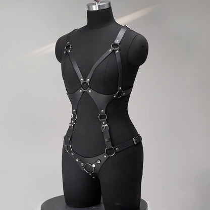 Full Body Leather Harness Daily Outfit Women Body Harness BDSM Lingerie Rave Outfit Bondage Harness Full Body BDSM Lingerie Set