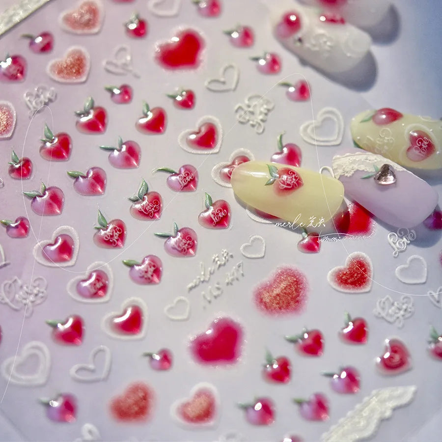 Line Flower Powder Blusher Love Heart High Quality Jelly Series Adhesive Nail Sticker Nail Art Decoration Decals Design T-2830