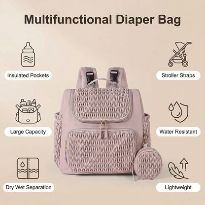 Fashion Mommy Diaper Backpack Large Capacity Baby Care Stroller Hanging Bag Travel Nursing Backpack for Mothers with Organizer