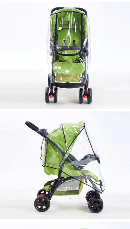 Transparent Baby Trolley Rain Cover Universal Waterproof Breathable Stroller Raincoat Zipper Opens Umbrella for Cart Accessories