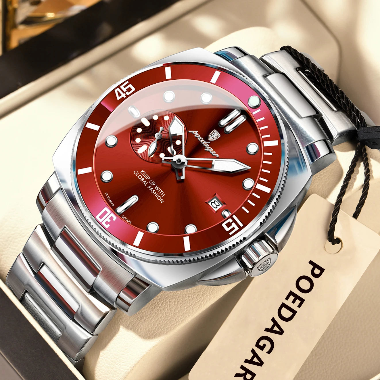 POEDAGAR Luxury Trendy Men Watch Waterproof Luminous Date Stainless Steel Male Watch Quartz Business Sports Men's Watches Reloj