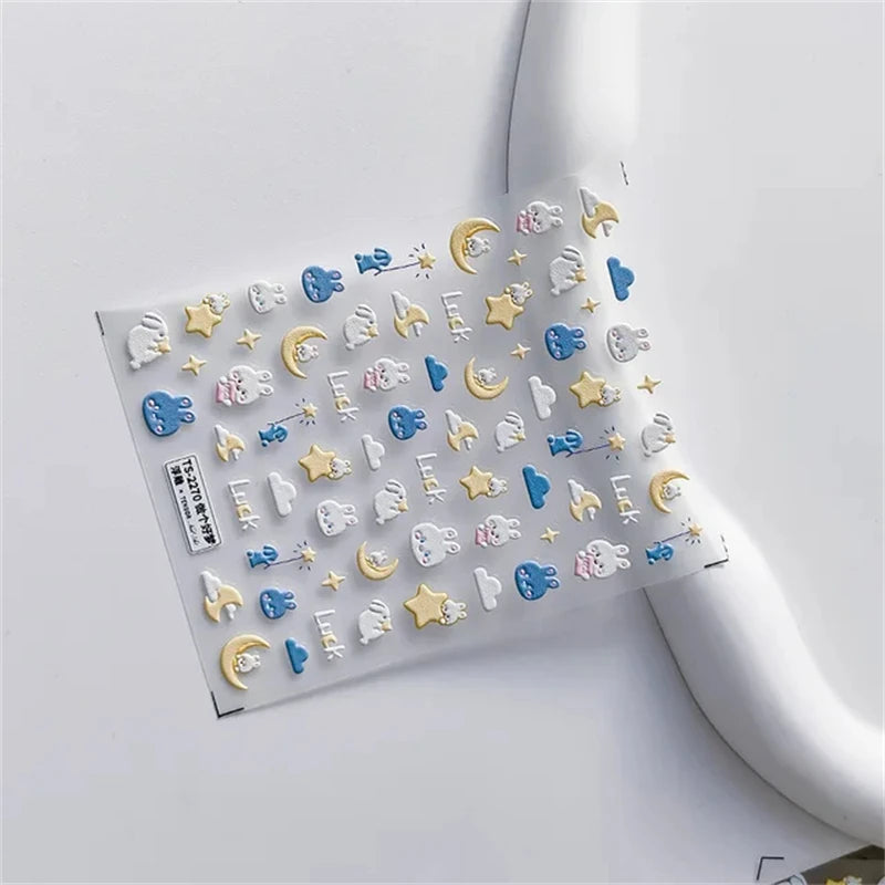 1pcs 5D Kawaii Jelly Nail Art Stickers Cute Jellyfish Self Adhesive Nail Art Decorations Stickers DIY Cartoon Manicure Decals