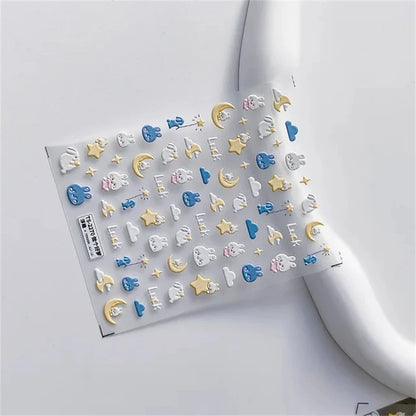 1pcs 5D Kawaii Jelly Nail Art Stickers Cute Jellyfish Self Adhesive Nail Art Decorations Stickers DIY Cartoon Manicure Decals