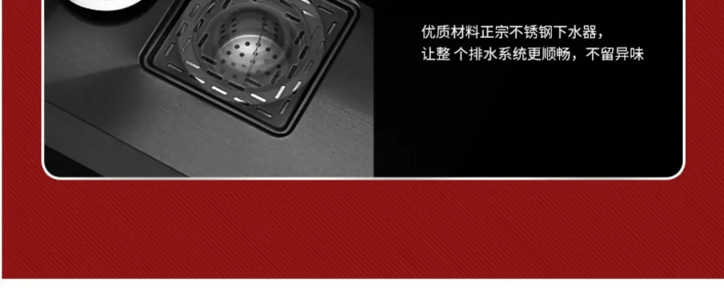 55cmx32cm 304 Nano Stainless Steel Hidden Sink Folding Faucet with Large Single Slot and Cover Plate Bar Counter Cup Washer