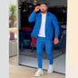Autumn Winter Men's Casual Blazer Set New Fashion Waffle Baseball Suit Round Neck Pocket Zipper Long Sleeve Trousers Two-Piece S