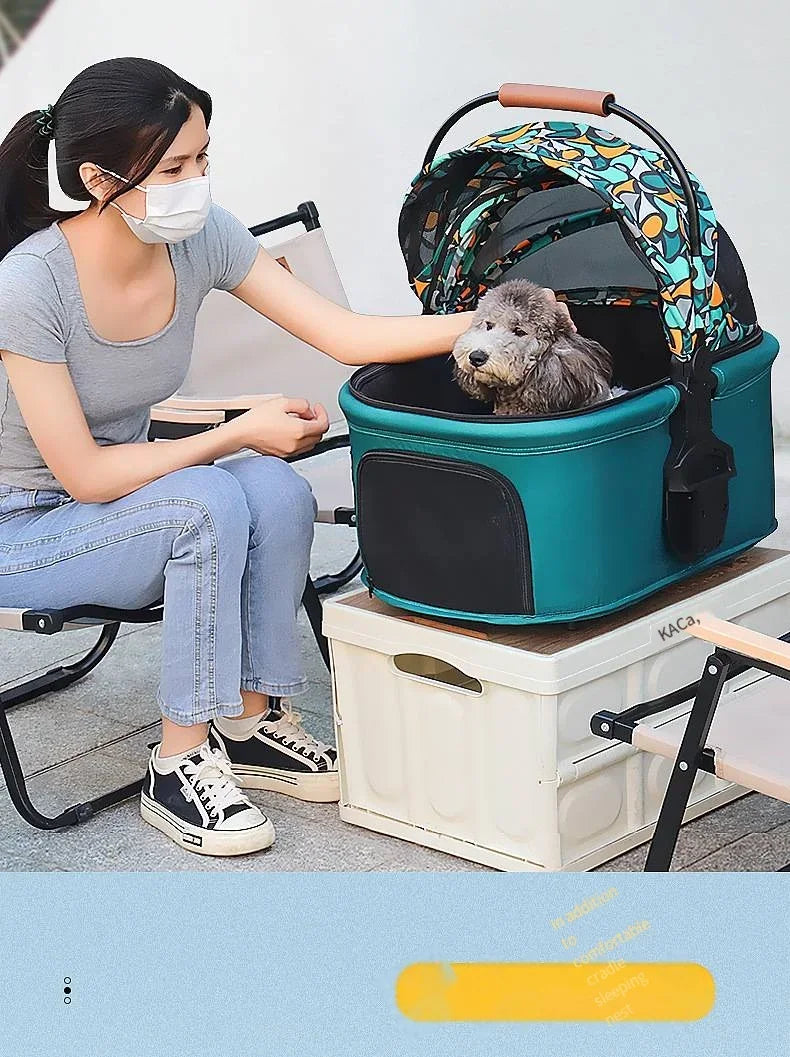 2026 New Dog Stroller Lightweight Foldable Separable Pet Cart, 21.5cm Large Wheel Safe Box for Cat Dog Outdoor Travel 강아지 유모차