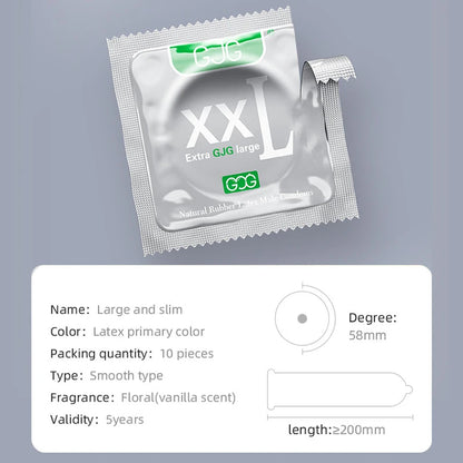 Width-58mm(Length-200mm) Large Size Condoms  Men Latex Condom Safe Contraception Protection Adult Sex Products Intimate Care