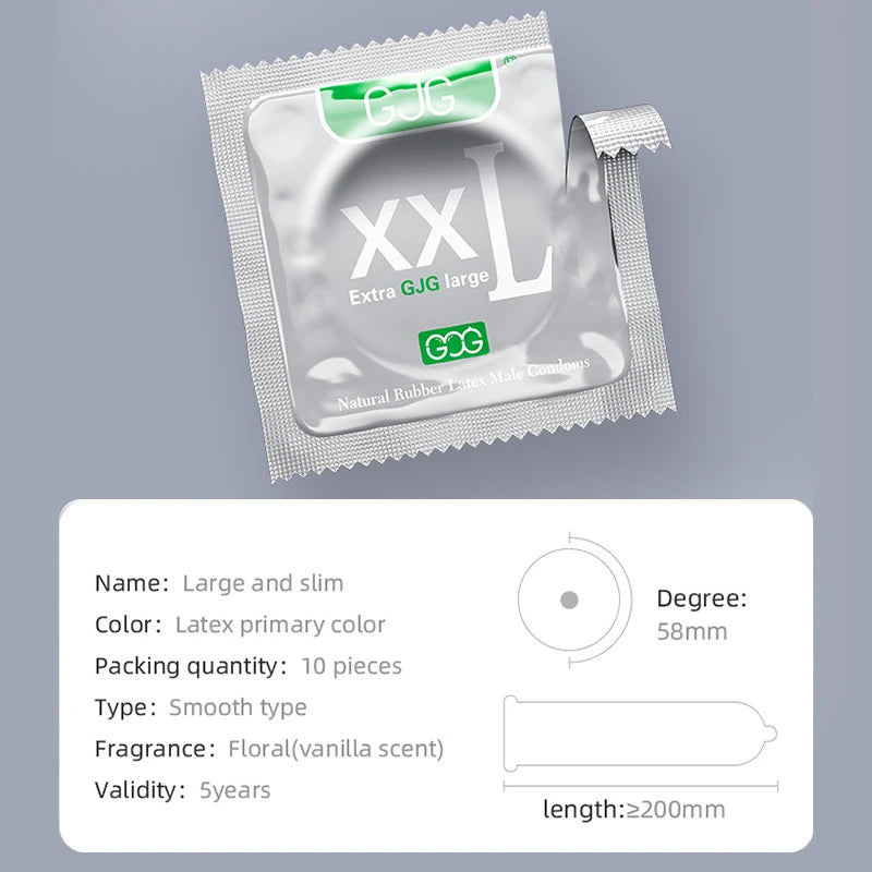 Width-58mm(Length-200mm) Large Size Condoms  Men Latex Condom Safe Contraception Protection Adult Sex Products Intimate Care