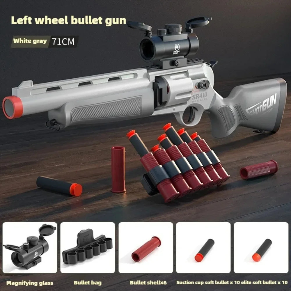 Revolver Toy Guns Shell Throwing Soft Bullet Launcher Outdoor CS Shotgun Shooting Game Model Toy for Children Kids Christmas