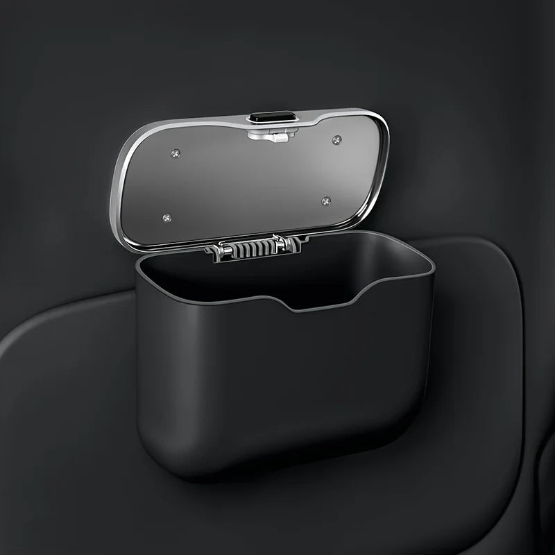 Multifunctional Car Trash Can with Lid Button, Hanging Storage Bin for Wet and Dry Use, Auto Interior Accessories, Organizer Box