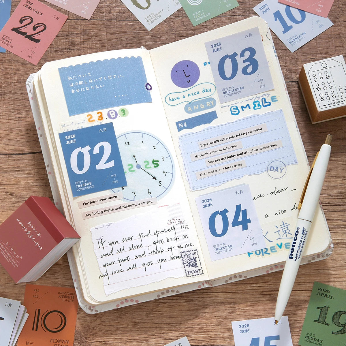 2026 Calendar Thin Waterproof Paper Desk Home Mark Memo Journal Note Keeper Daily Organizer Planner Stationery Advent Calendar
