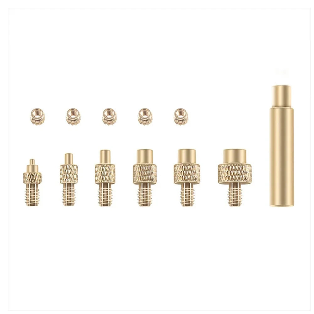 9PCS Heat Insert Nut Iron Tip Hot Melt Heat Set Insert Tool Soldering Iron Tip 3D Printing Modify Finishing Brass Thread Embed