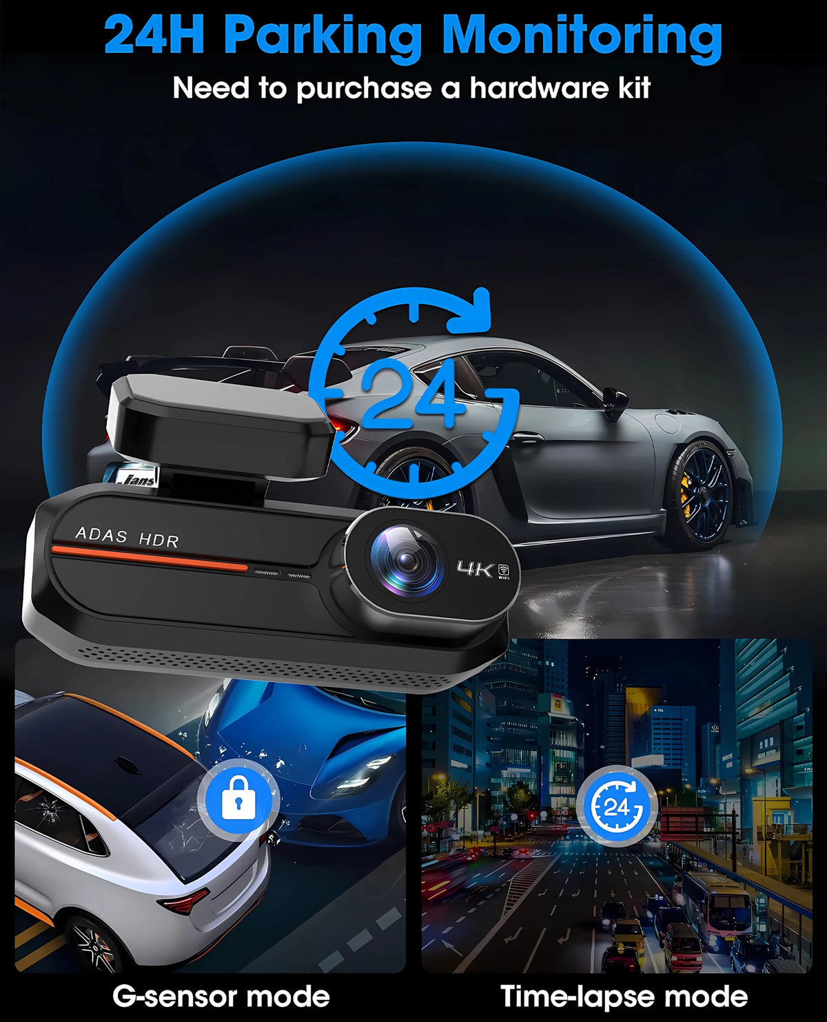 4K 3840*2160P Dash Cam WiFi GPS ADAS Front 4K Rear 2.5K DVR Video Recorder 24H Night Vision Dashcam Car Camera For Car Black Box