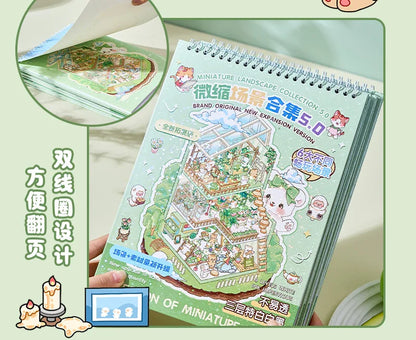 20 Sheets/pack Cute Style Stacked Miniature Scene 3D Cabin Quiet Book Sticker Book Foggy Town Series