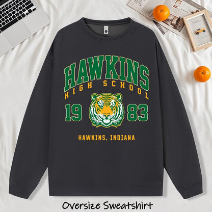 Hawkins 1983 Mighty Tiger Pullover For Men Autumn Oversize Long Sleeve Casual All-Match Clothing Unisex O-Neck Fashion Retro Top