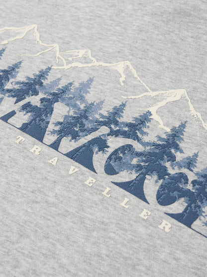 SIMWOOD 2026 Spring New Oversize Back Moutain Print Hoodies Men 340gsm Warm Brushed Lining Fabric Sweatshirts