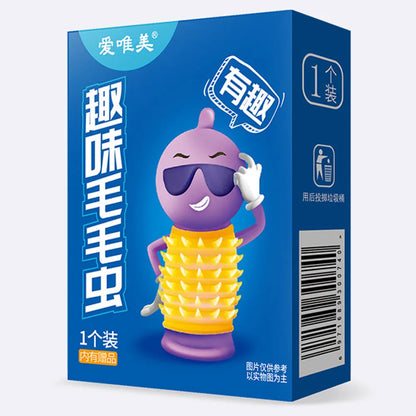 Reusable Condoms For Men Caterpillar Shape Condoms With Spikes Mustache Tendrils Penis Sleeve Super Exciting For Men Sex Toy