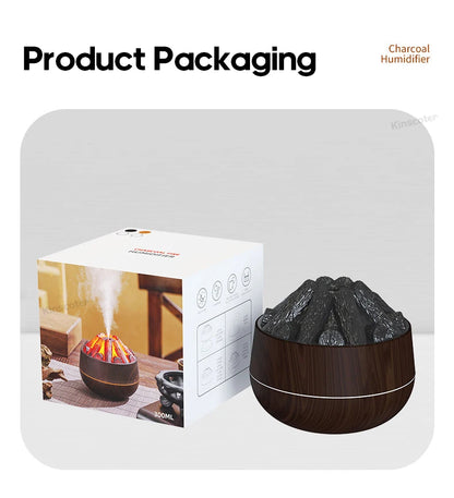 Simulated Campfire Air Humidifier Woodstove Fireplace Water Mist Diffuser Classic Woodgrain USB Ultra Sonic Mist Sprayer