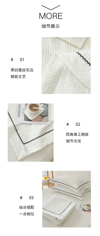 French Skin-friendly Spring Summer Blanket Set Elegance Princess Bubble Yarn Quilted Duvet Lightweight Air Conditioning Quilt